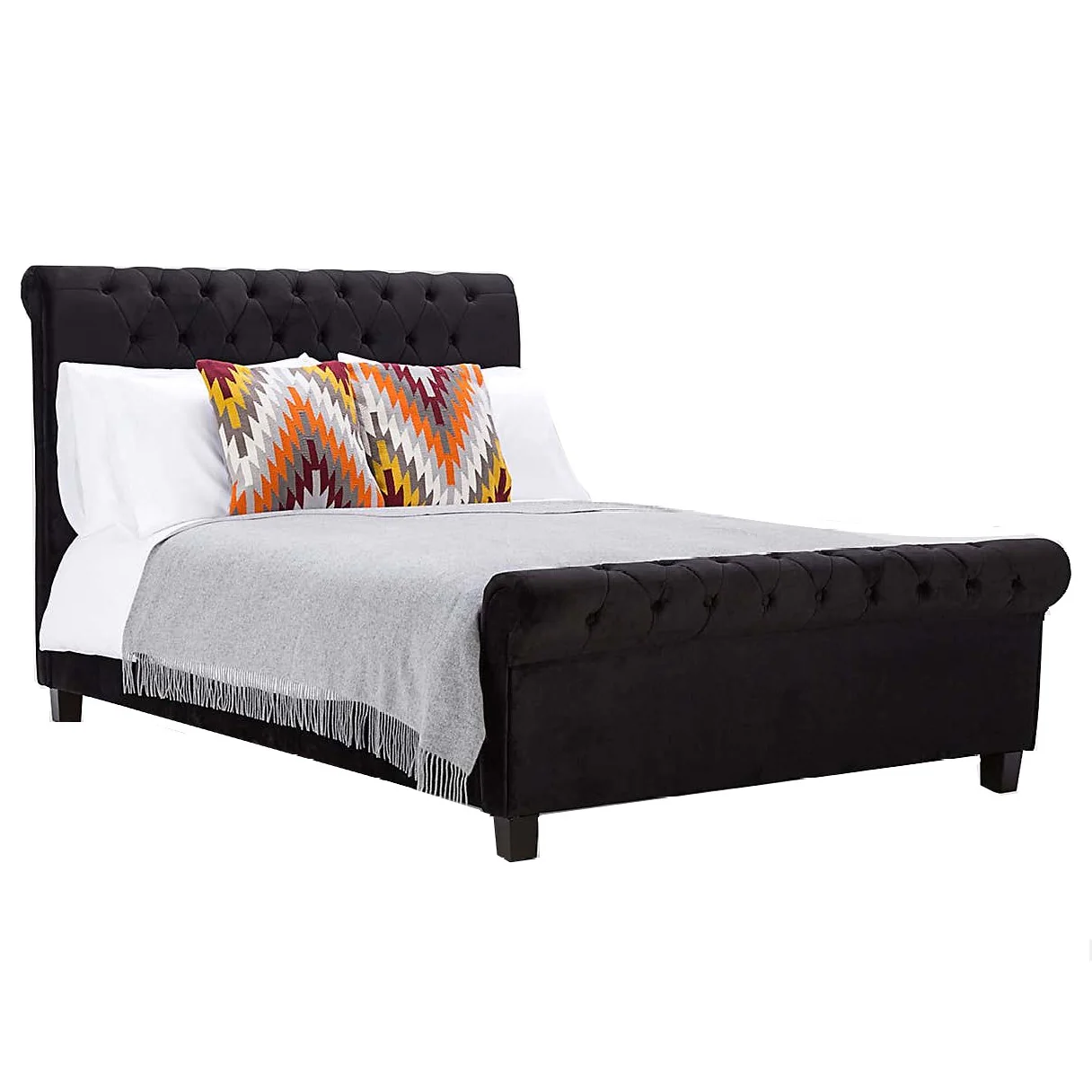 Orbit Black Velvet 4'6 Double Bed