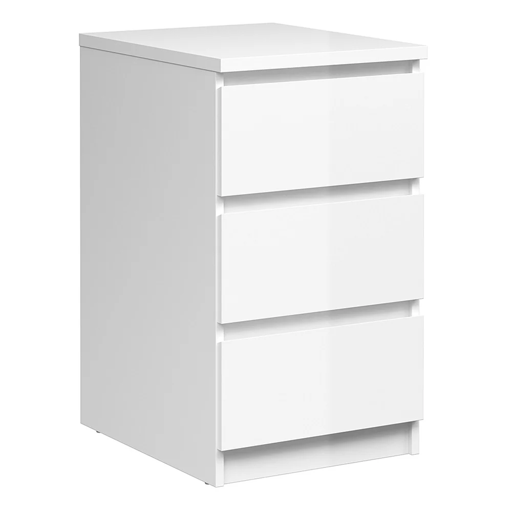 Naiah Bedside - 3 Drawer in White High Gloss