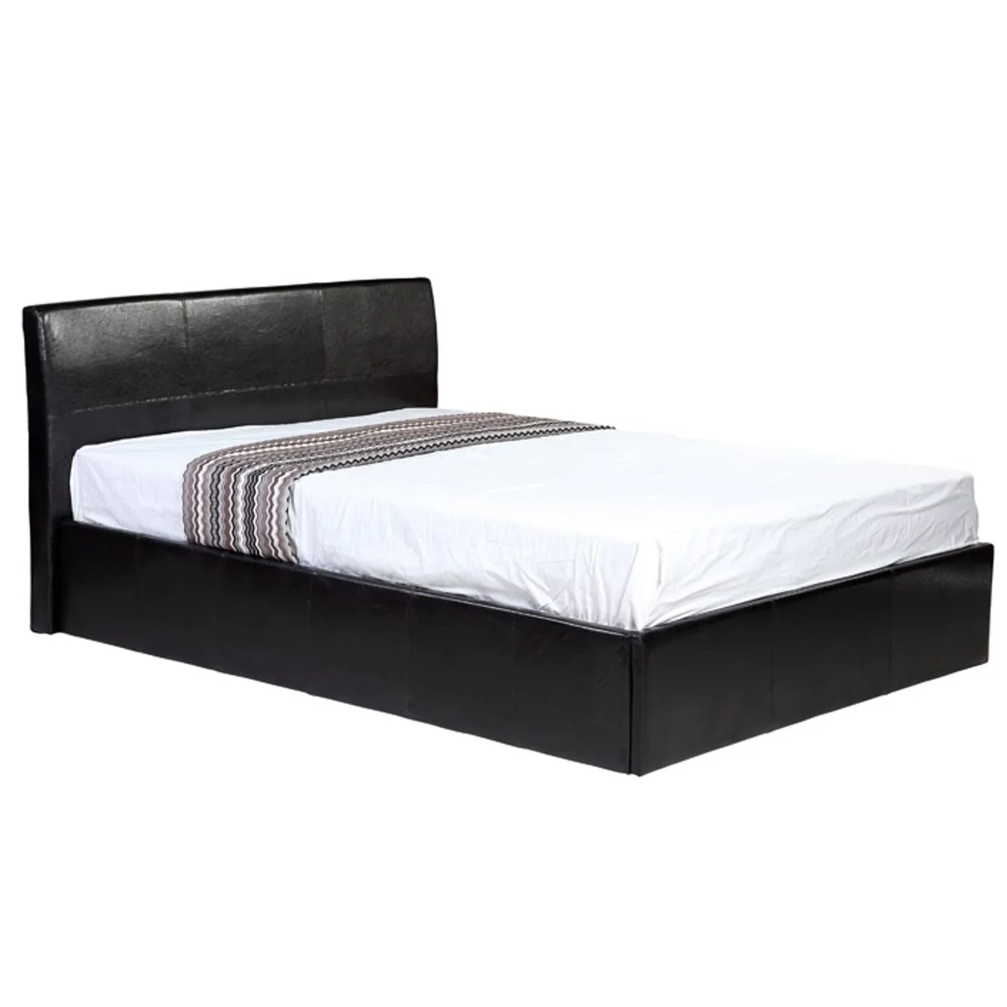 Fusion Small Double 4ft Storage Bed - Black Faux Leather