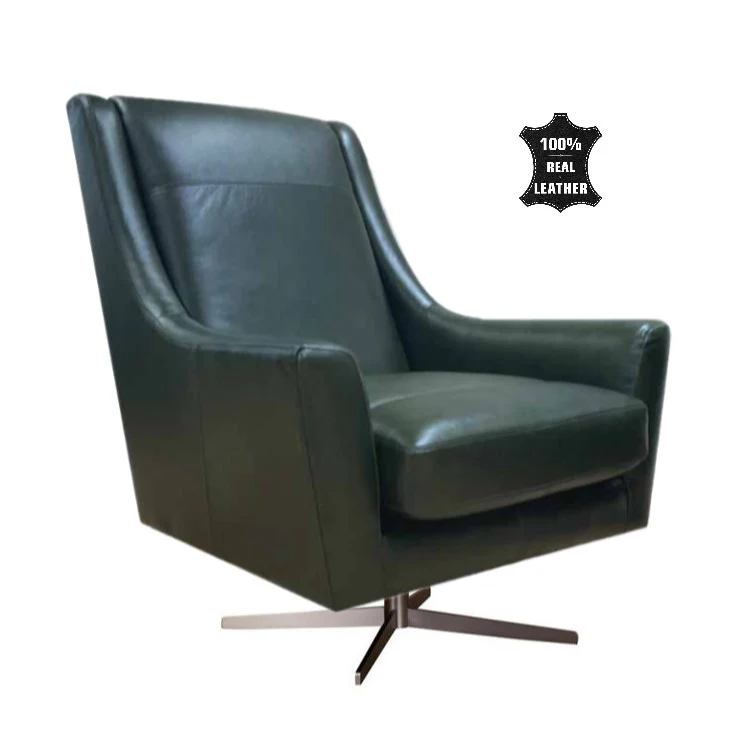 Santo Leather Accent Swivel Chair - Choice Of Leathers