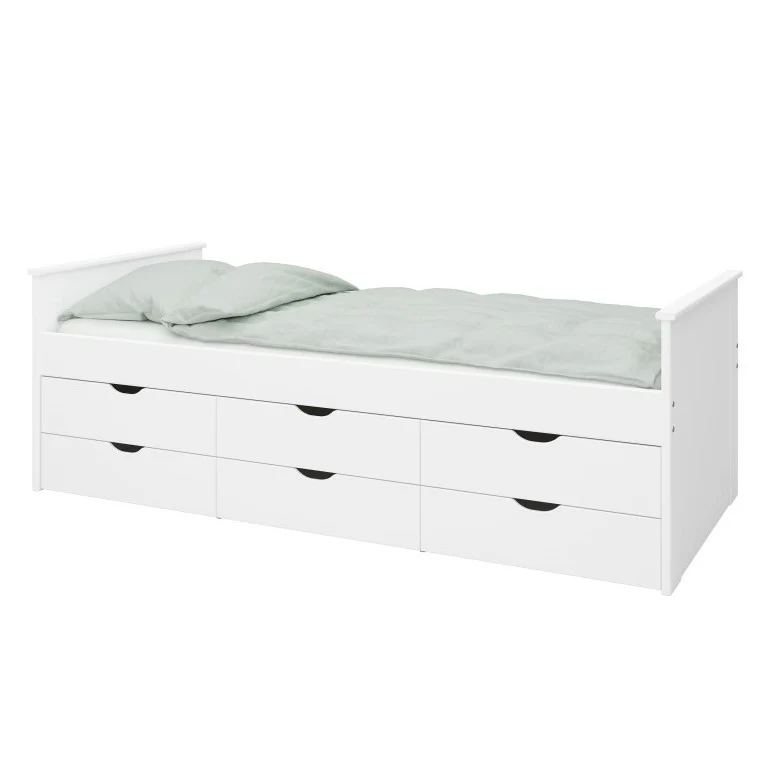 Alba Single Bed with 6 Storage Drawers - White