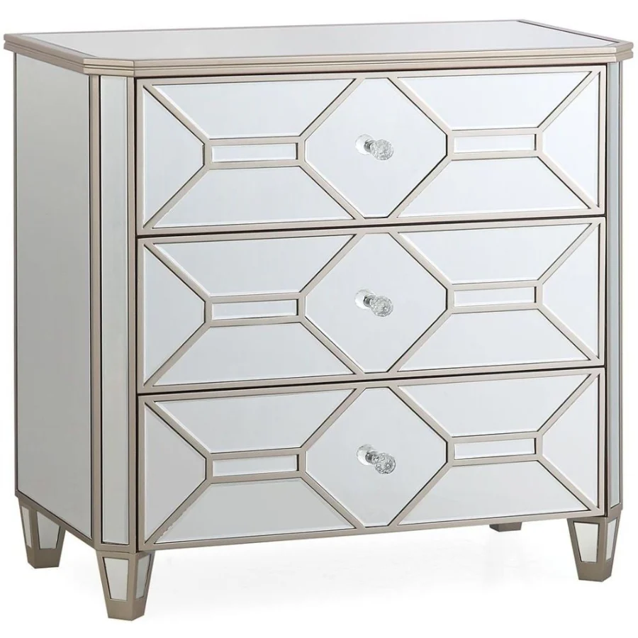 Rosa Geometric Mirrored 3 Drawer Dressing Chest