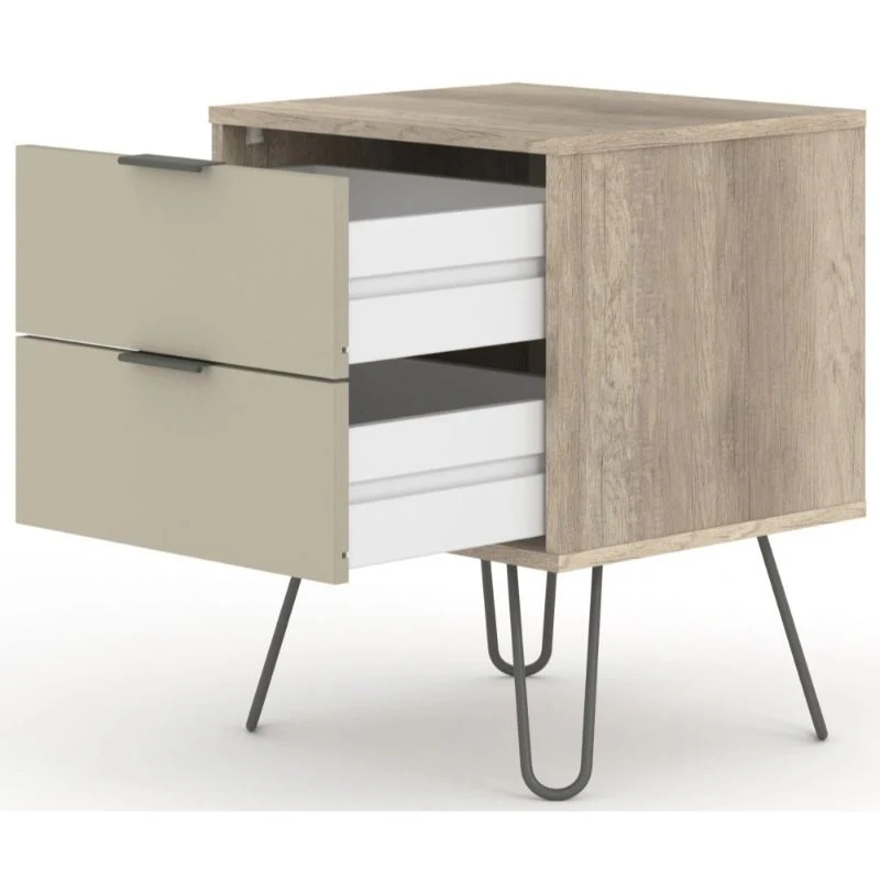 Augusta Driftwood Bedside Cabinet with Hairpin Legs