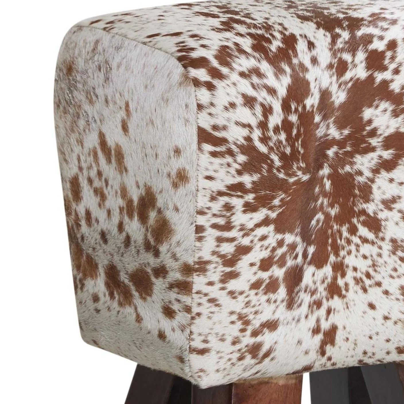Cow Hide Natural Upholstered Stool