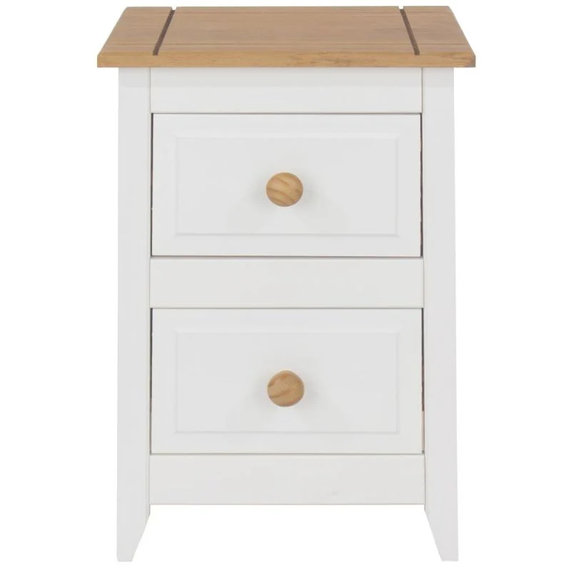 Capri Solid Pine & White Painted Petite Bedside Cabinet
