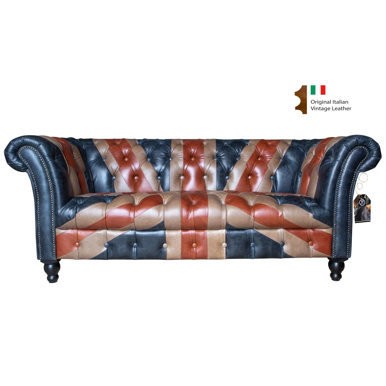 Union Jack Vintage Leather Buttoned Chesterfield Sofa Collection