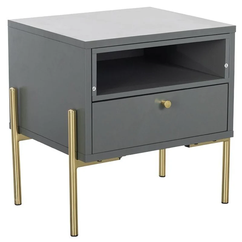 Madrid Grey & Gold Bedside Table