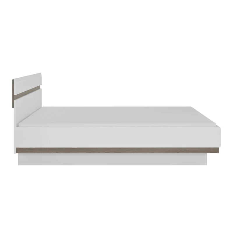 Chelsea White High Gloss & Truffle Oak Trim 5' King Size Ottoman Storage Bed