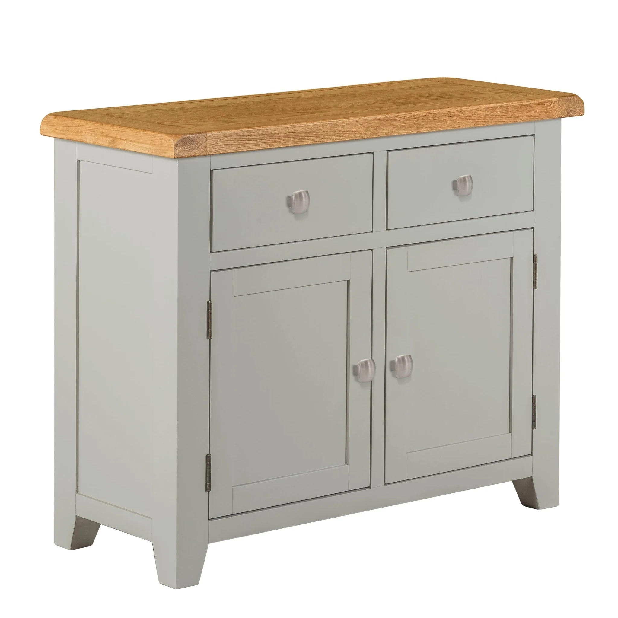 Chester Dove Grey & Solid Oak Small 2 Door 2 Drawer Sideboard