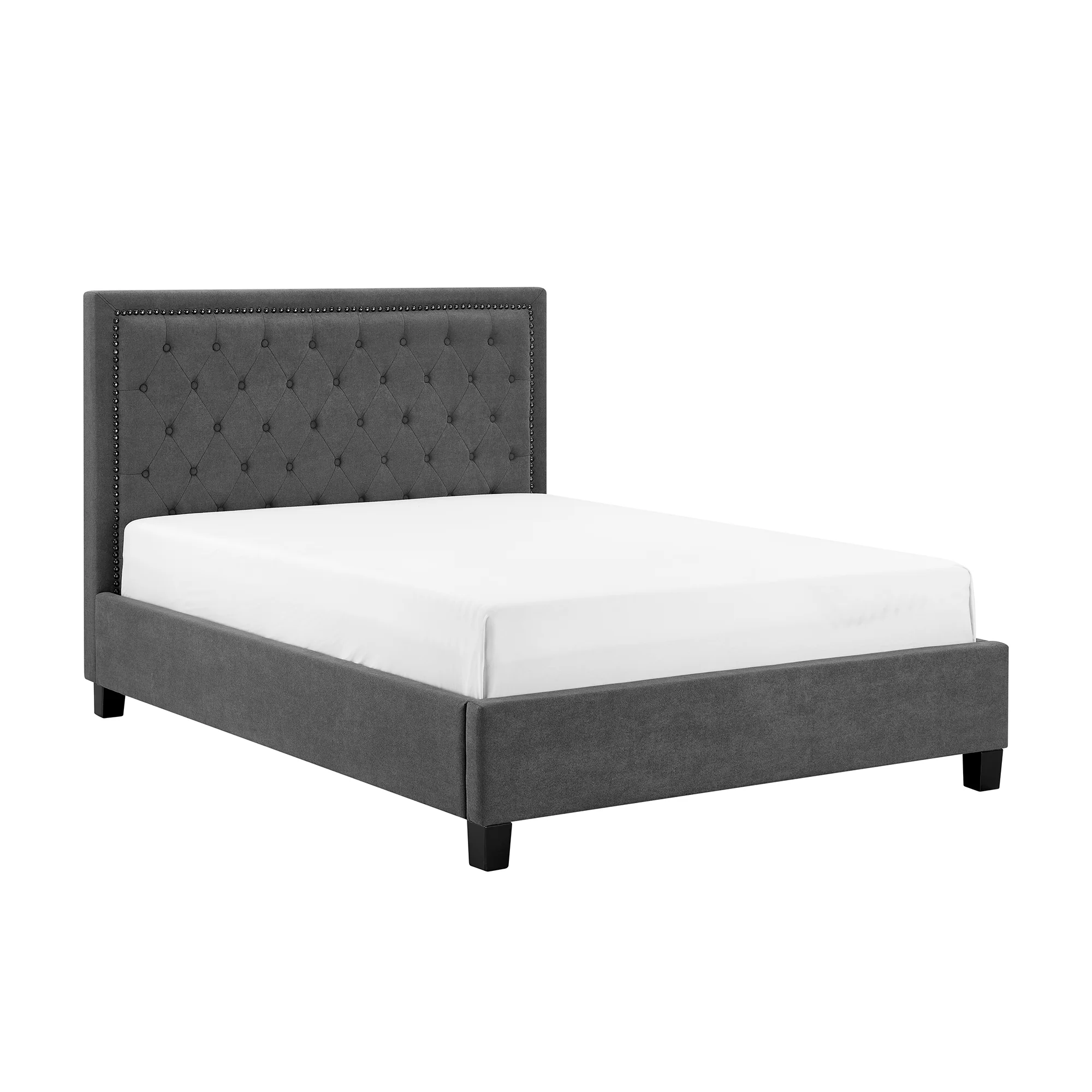 Grove Buttoned 4'6 Double Bed - Dark Grey