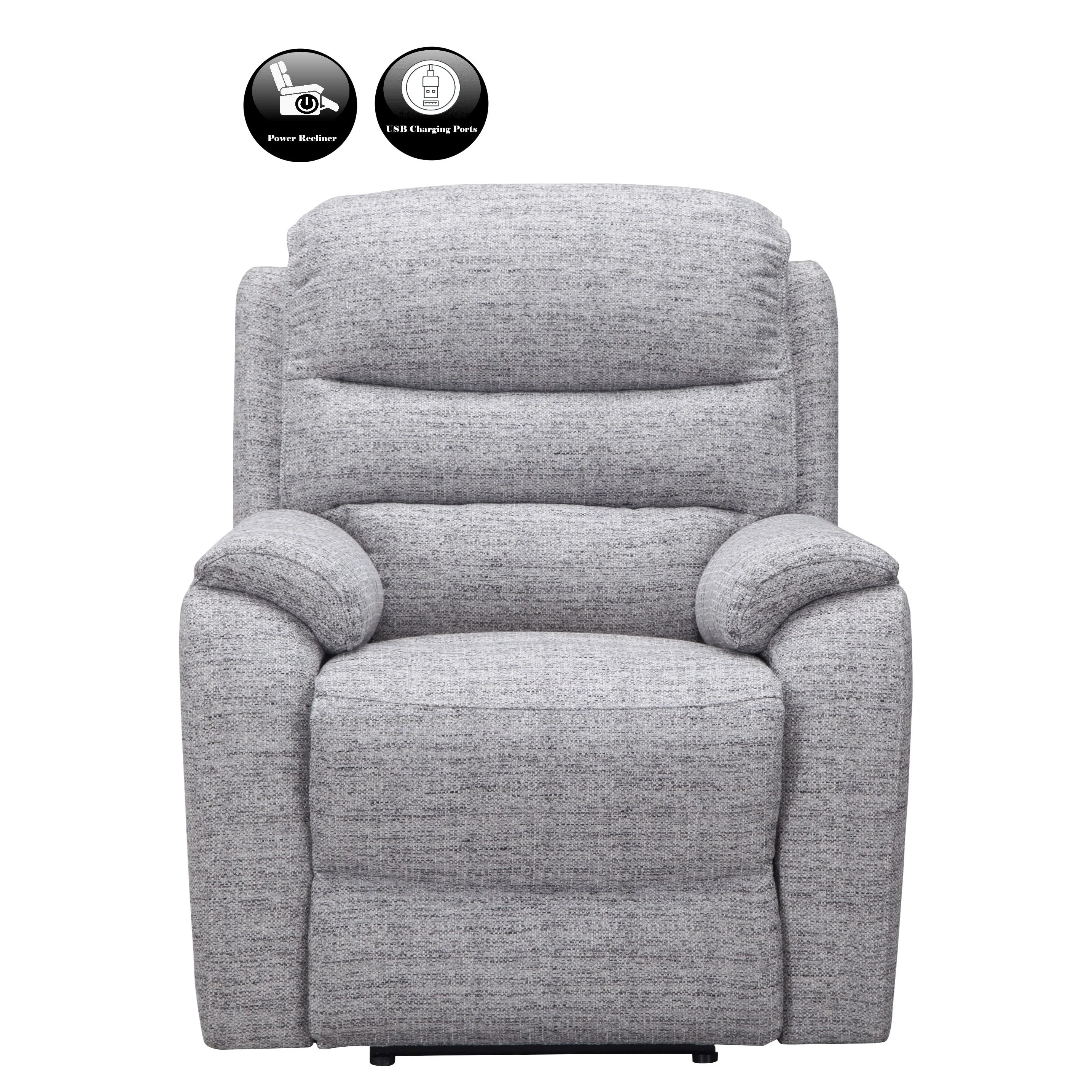 Finsbury Fabric Power Recliner Armchair - Intergrated USB Charging Ports