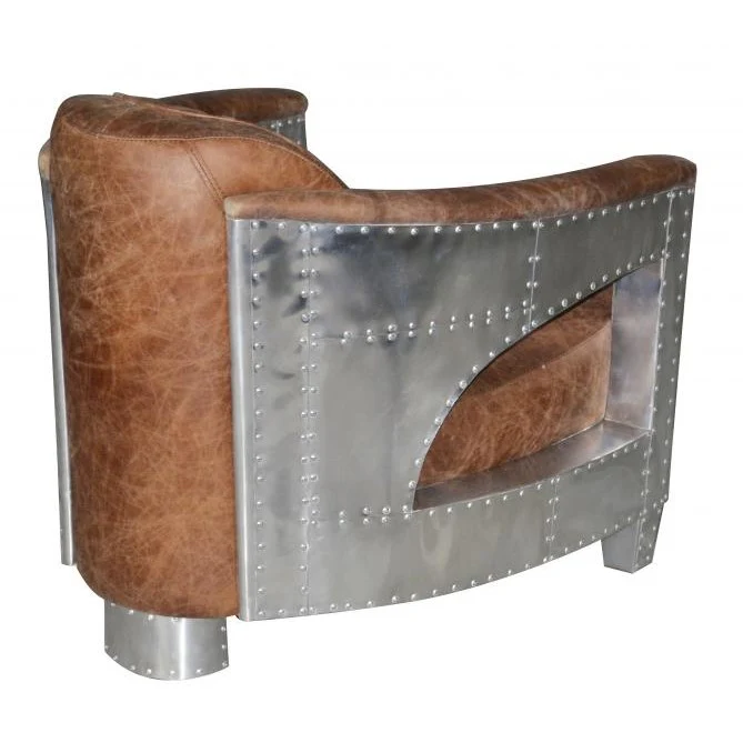 Aviator Brown Aniline Vintage Leather Tub Chair & Footstool Collection