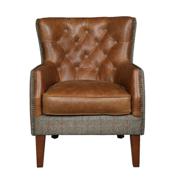 Stanford Chair - Moreland Harris Tweed & Vintage Leather