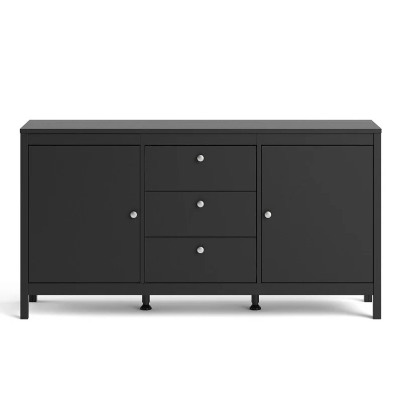 Madrid 2 Door 3 Drawer Large Sideboard - Matt Black