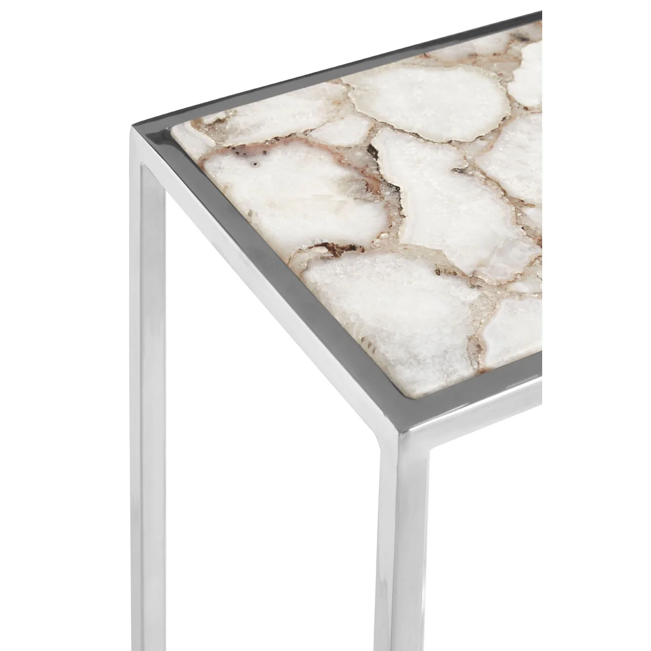 Vita White & Silver Agate Side Table
