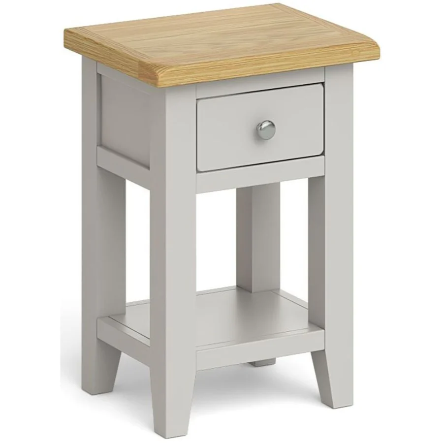Country Grey and Oak Lamp Table with 1 Drawer & 1 Shelf