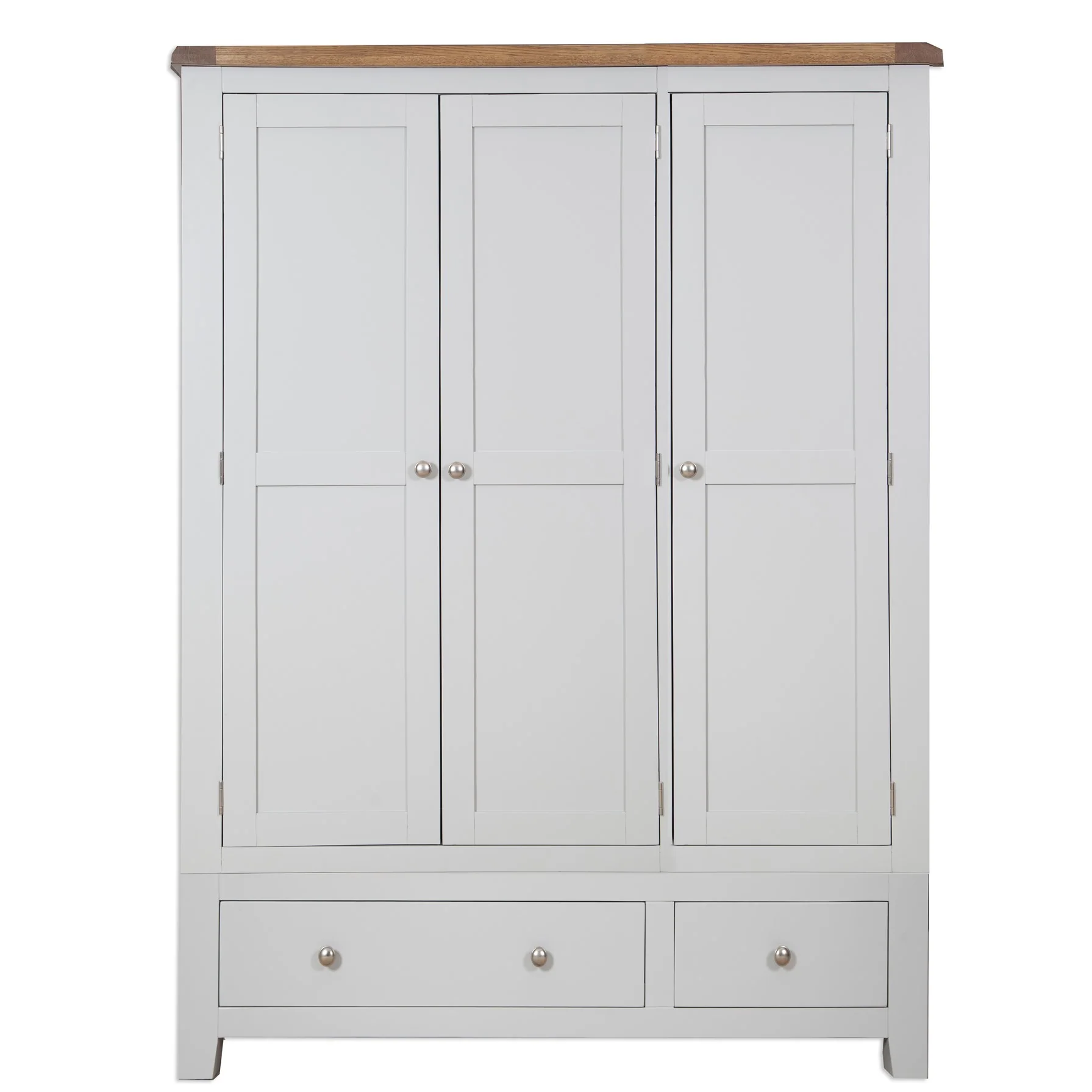 St.Ives French Grey & Oak 3 Door 2 Drawer Triple Wardrobe