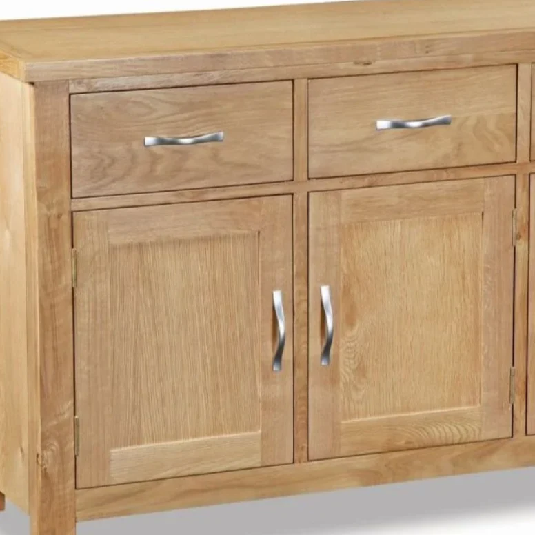 Bevel Natural Solid Oak Large 3 Door 3 Drawer Sideboard