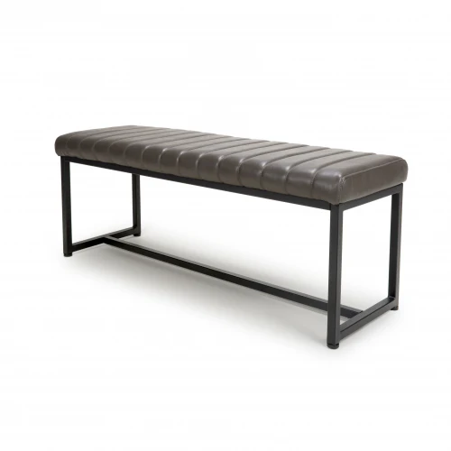 Archie Grey Leather Effect Dining Bench - 120cm