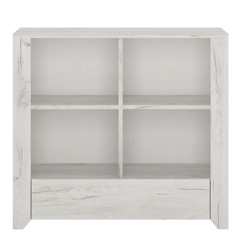 Angelica 1 Drawer Low Bookcase - White Oak