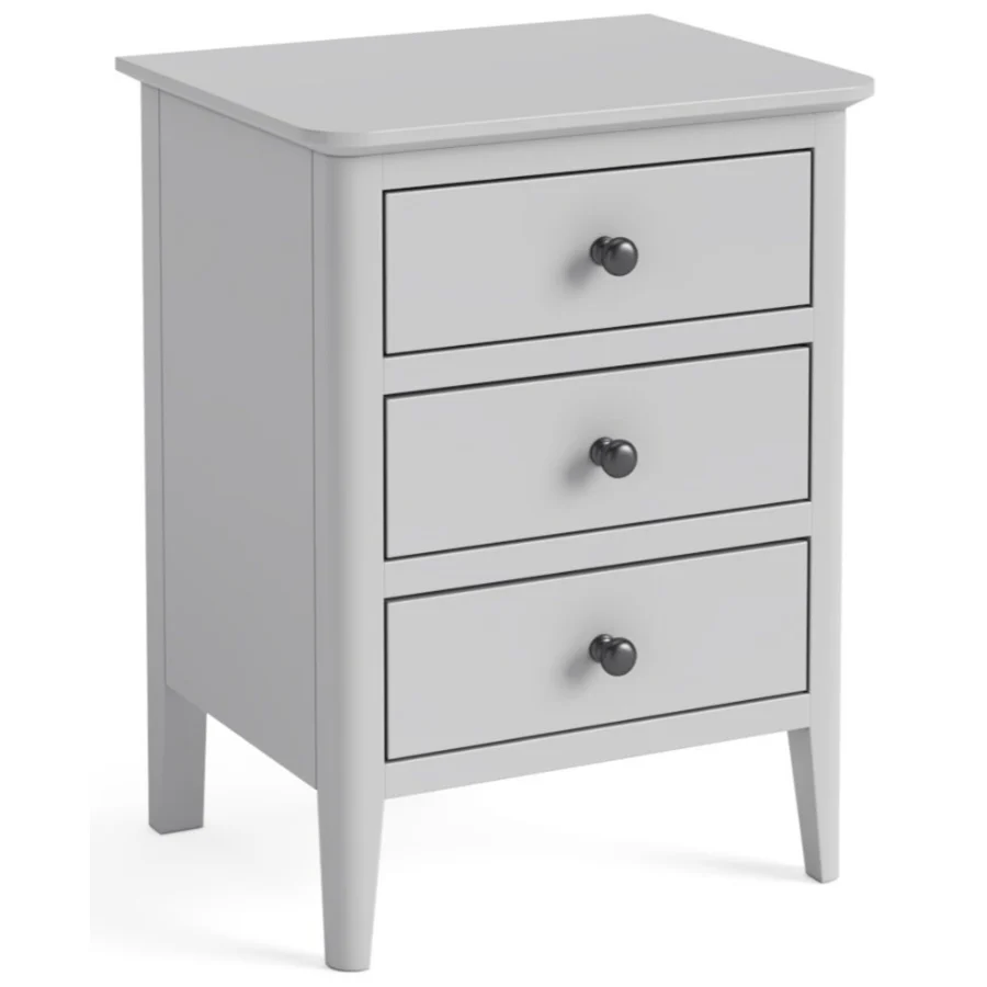 Stowe Silver Grey 3 Drawer Bedside Cabinet