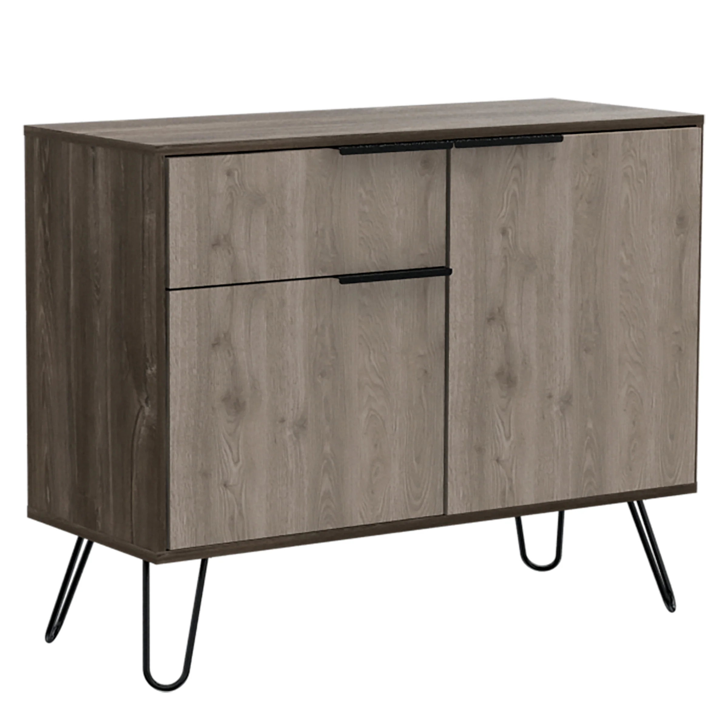 New York Smoked Oak-Bleached Grey Collection 2 Door 1 Drawer Sideboard