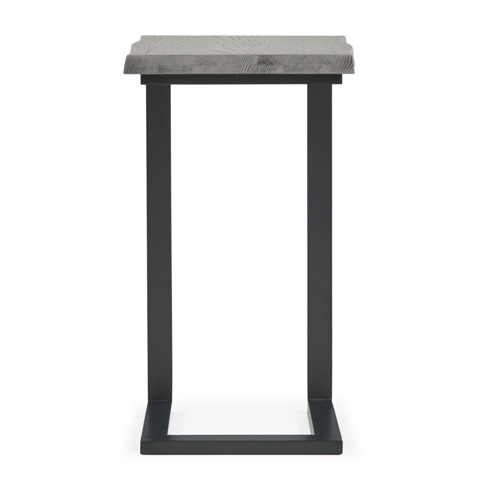 Dalston Grey Oak Side Table, Live Edge Top with Industrial Style Black Metal Legs