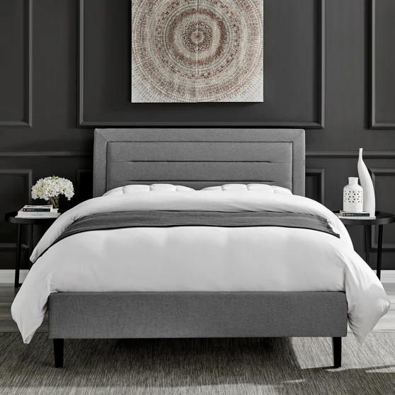 Picasso Grey Fabric Bedstead 4ft 6 Double Bed