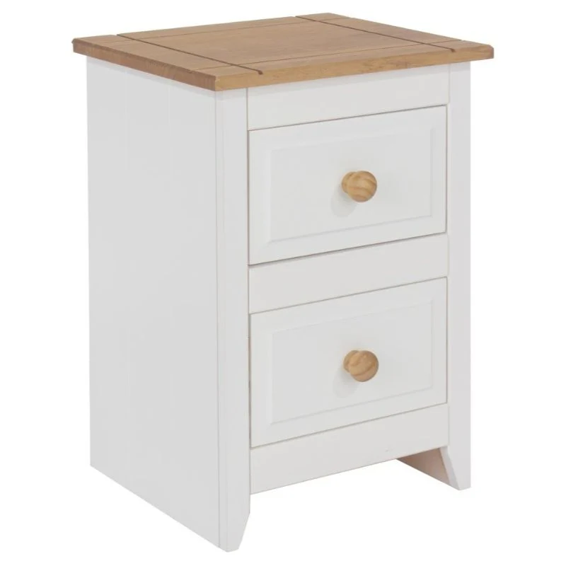 Capri Solid Pine & White Painted Petite Bedside Cabinet