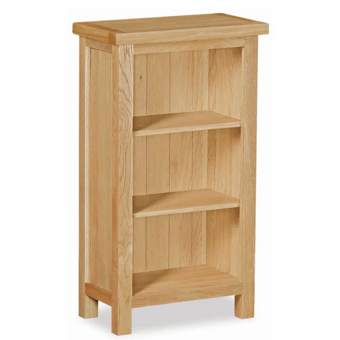 Bevel Natural Solid Oak Low Narrow Bookcase