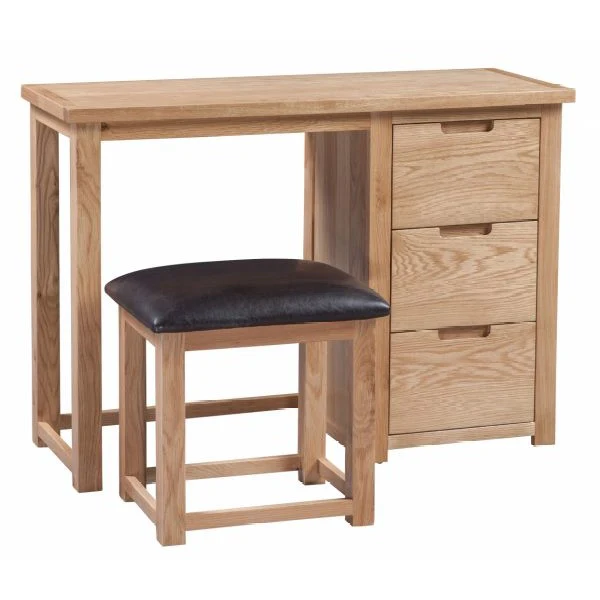 Romsey Solid Oak 3 Drawer Dressing Table & Stool Set