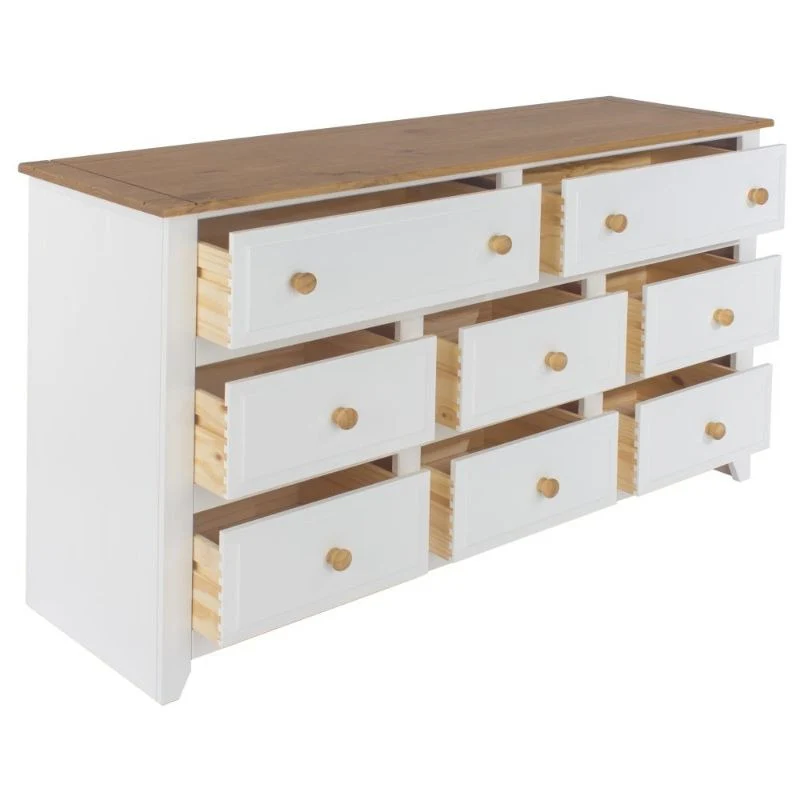 Capri Solid Pine & White Painted 6+2 Drawer Chest