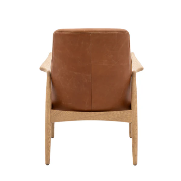 Papa Brown Leather & Weathered Oak Frame Armchair