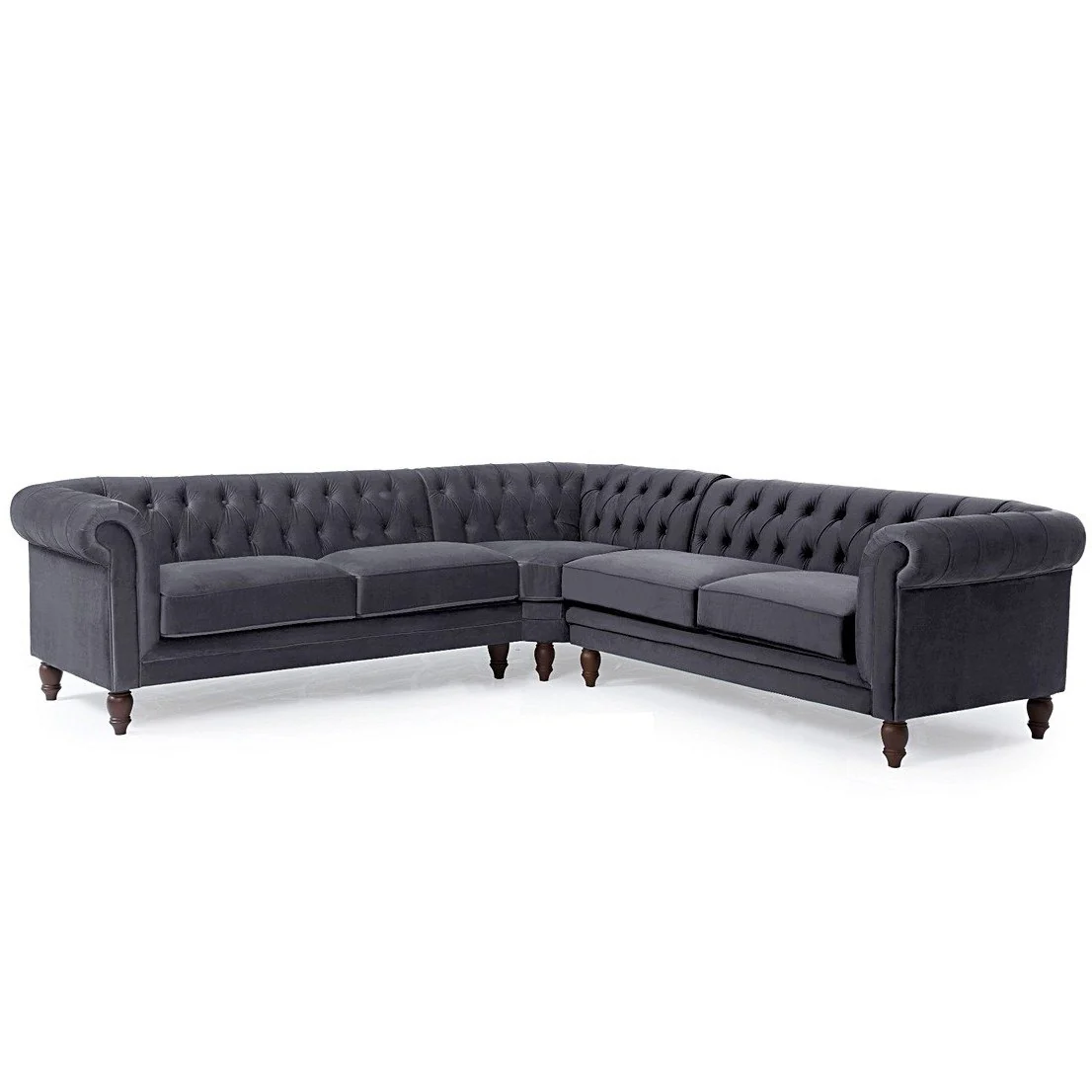 Classic Chesterfield Plush Velvet Corner Sofa - Choice Of Colours