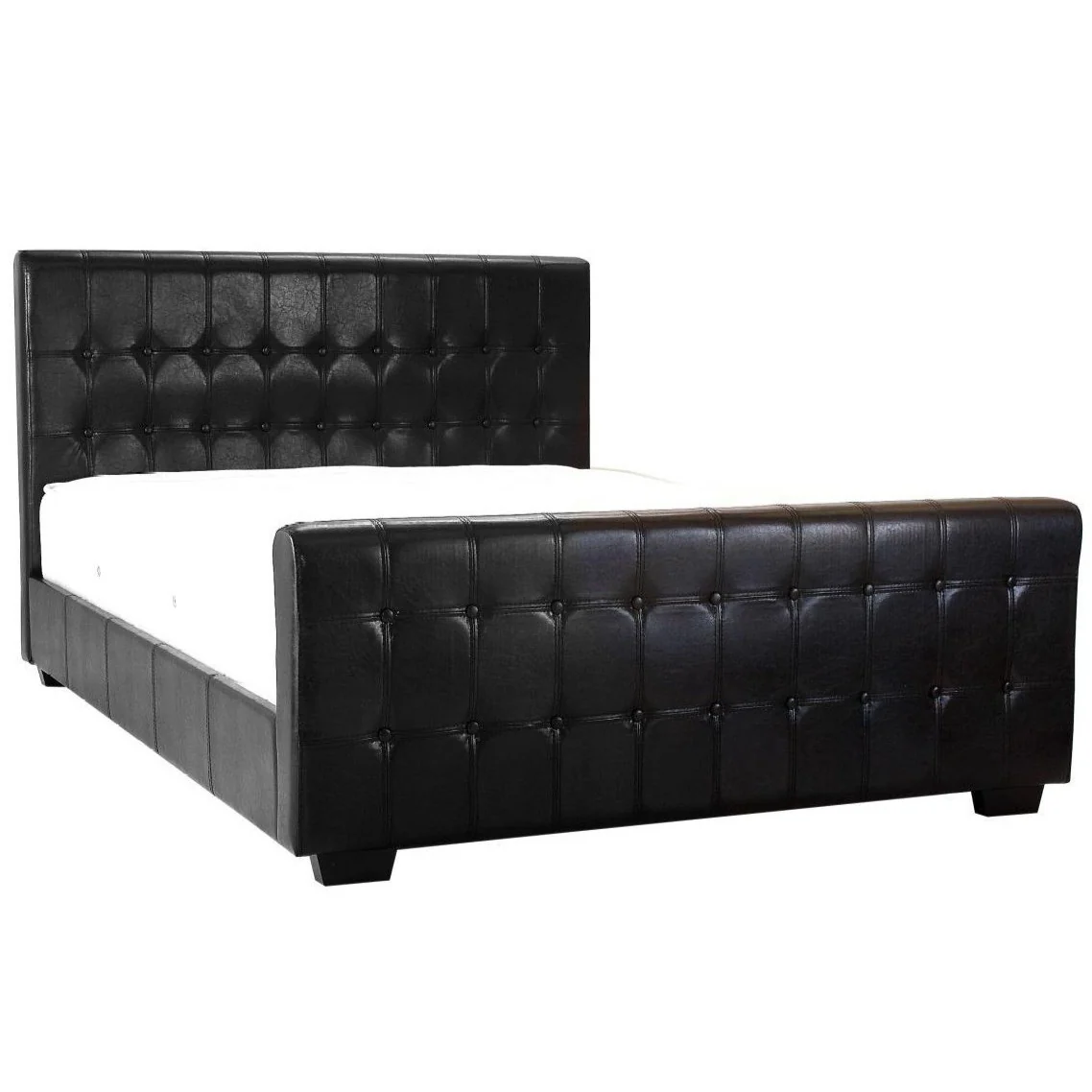 Black Faux Leather 4'6 Double Bed