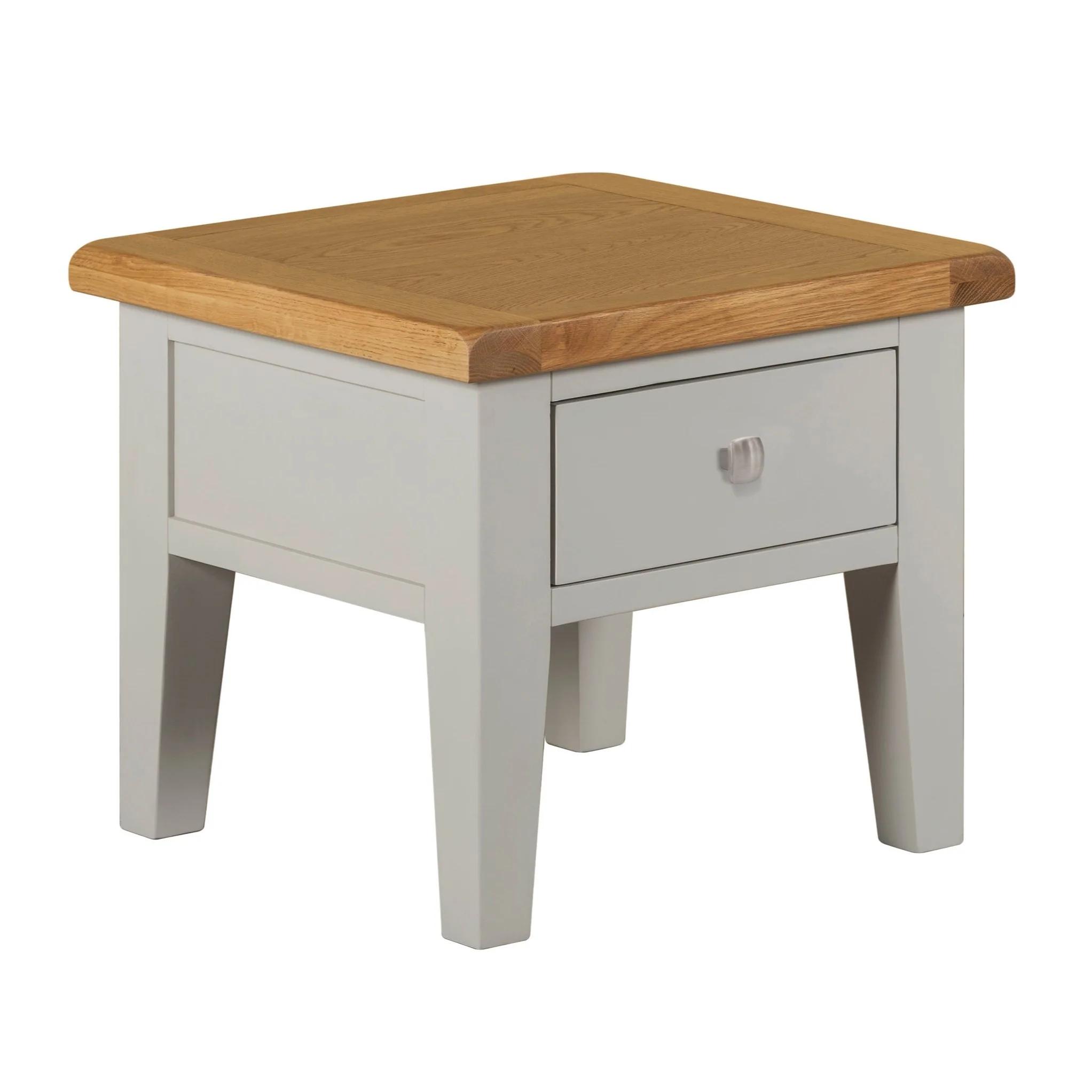 Chester Dove Grey & Solid Oak 1 Drawer Side Table
