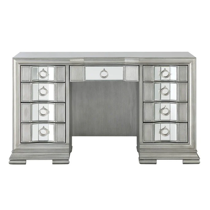 Lucca Grey Mirrored 9 Drawer Dressing Table