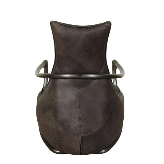 Maverick Retro Relax Chair - Gunmetal Frame & Grey Aniline Leather Cover