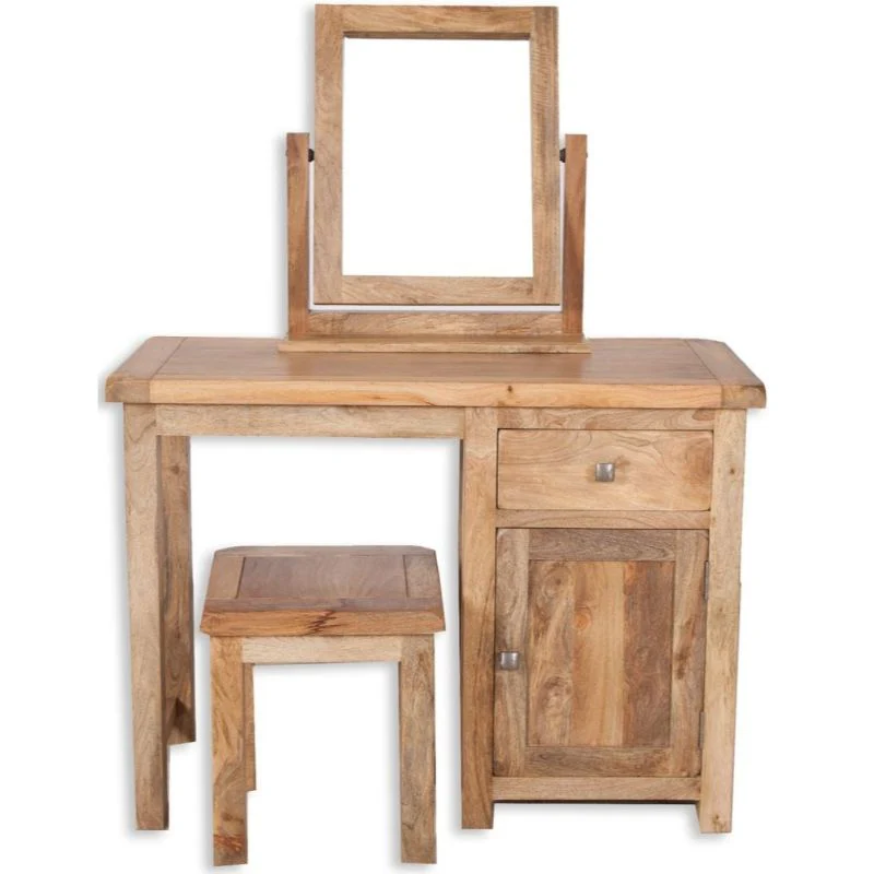 Bombay Mango Wood Dressing Table + Mirror + Stool Set