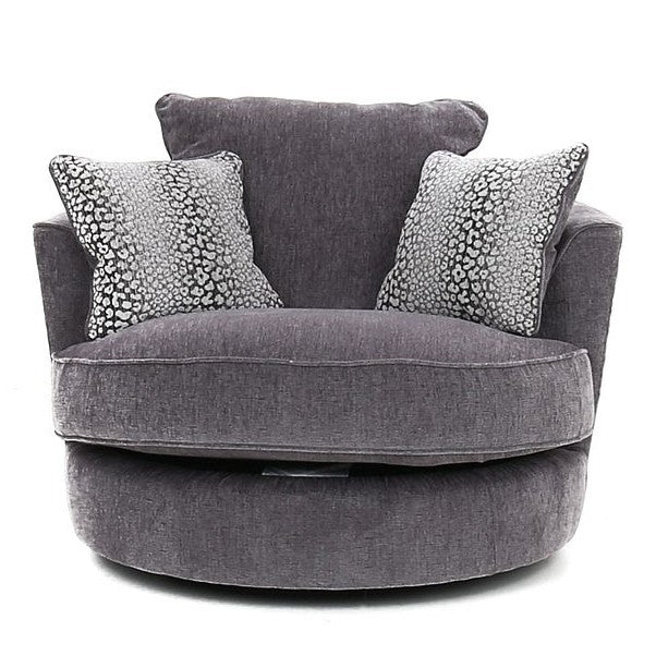 Lassie Charcoal Fabric Swivel Chair