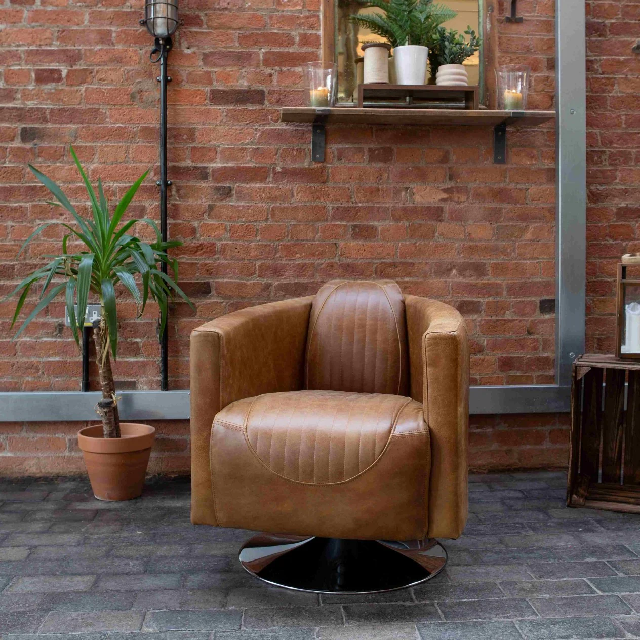 Spitfire Aniline Leather Swivel Tub Chair - Choice Of Leathers