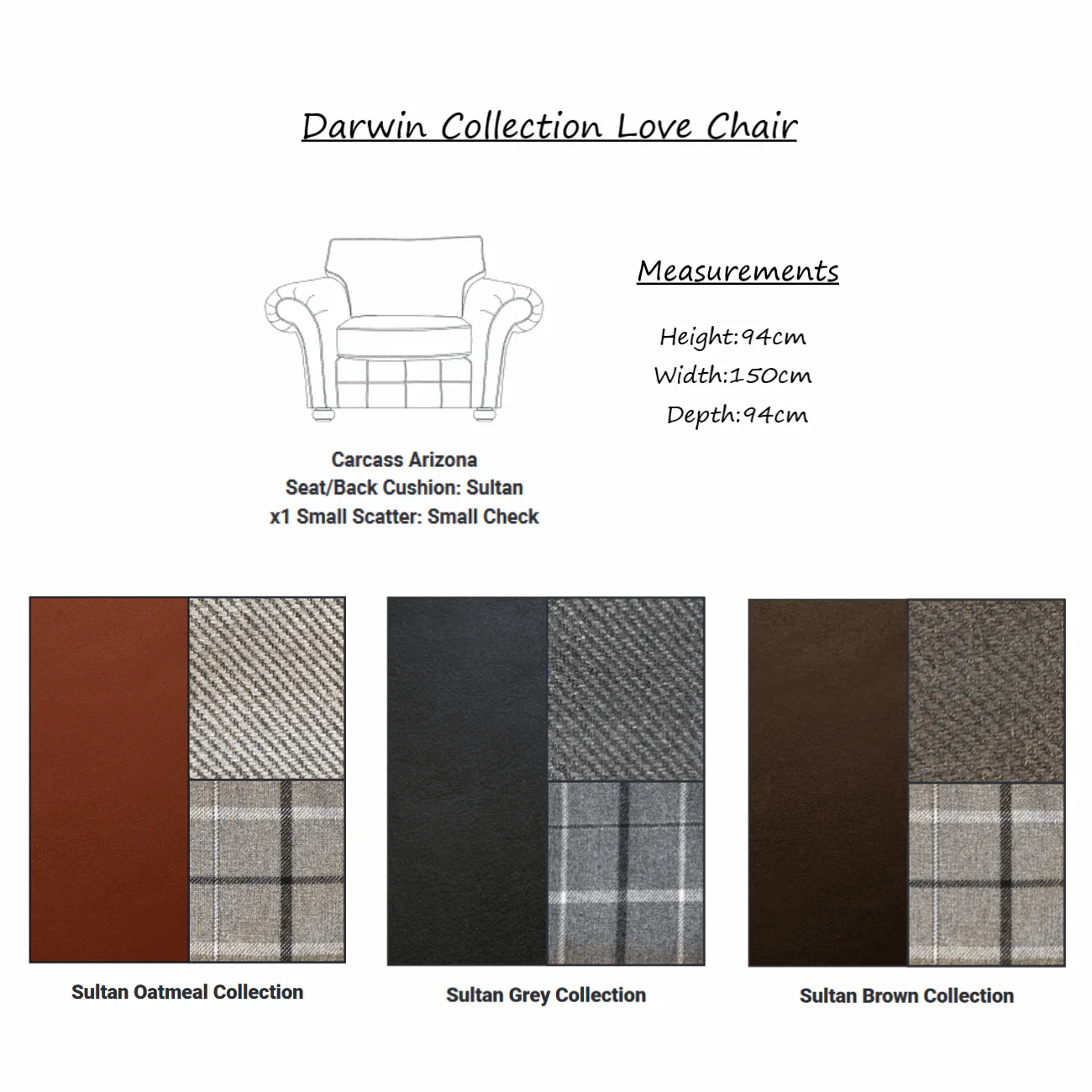 Darwin Fabric Armchair & Love Chair Collection - Choice Of Fabrics