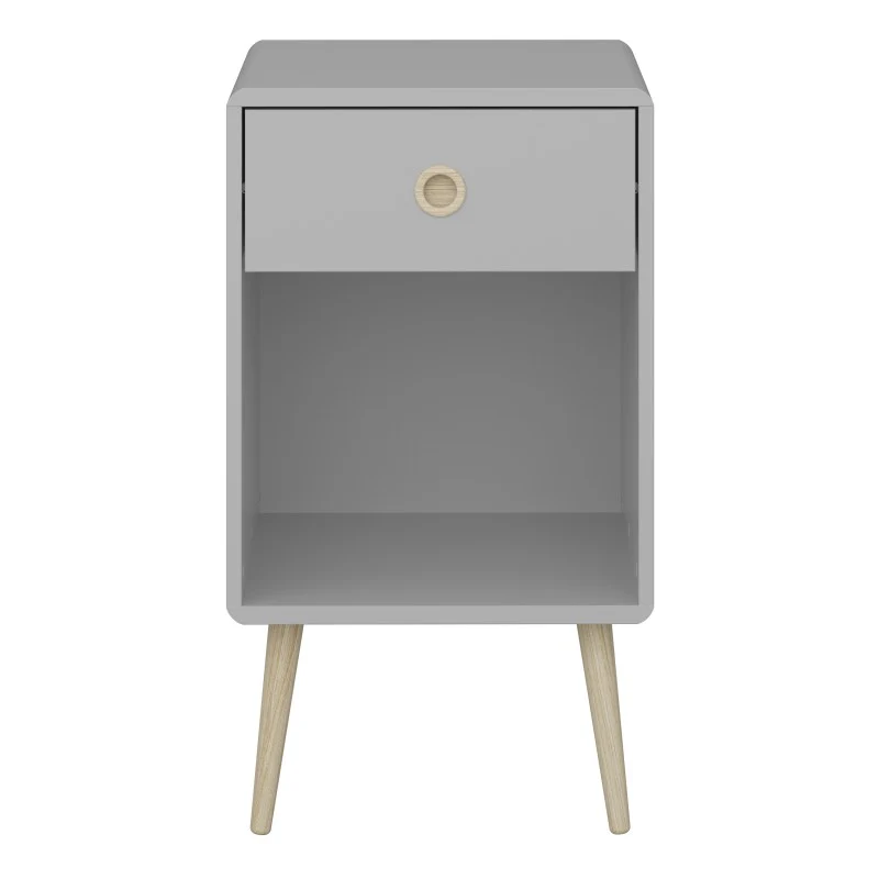Softline 1 Drawer Bedside Cabinet - Grey