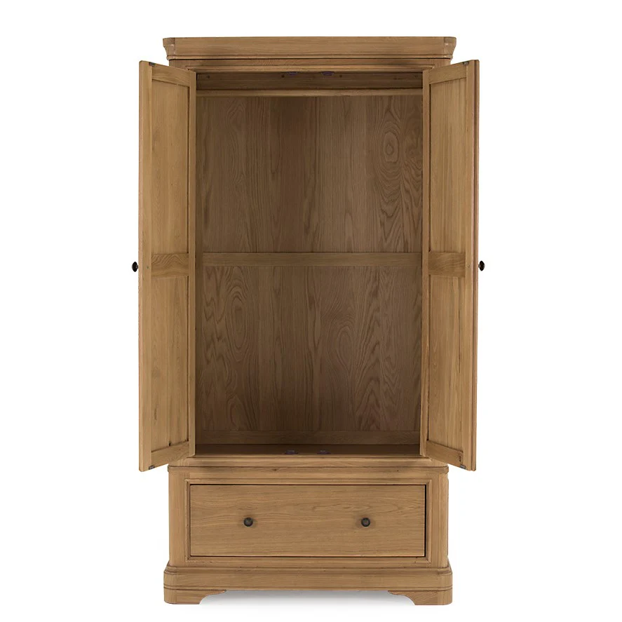 Chambery Natural Oak 2 Door 1 Drawer Wardrobe
