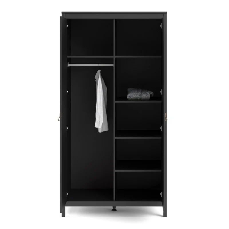 Barcelona 2 Door Wardrobe - Matt Black
