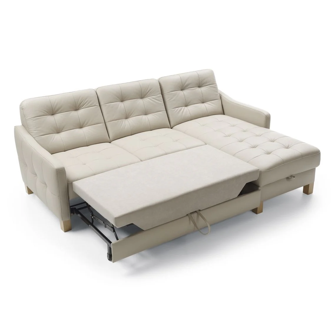 Malmo Leather Corner Chaise Sofa Bed With Storage