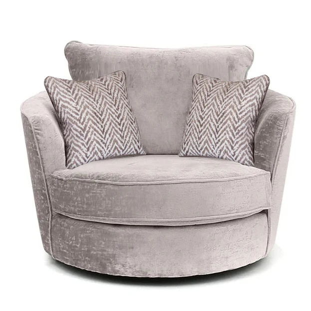 Phoenix Fabric Swivel Chair - Aaron Truffle & Valencia ZigZag Natural Scatters