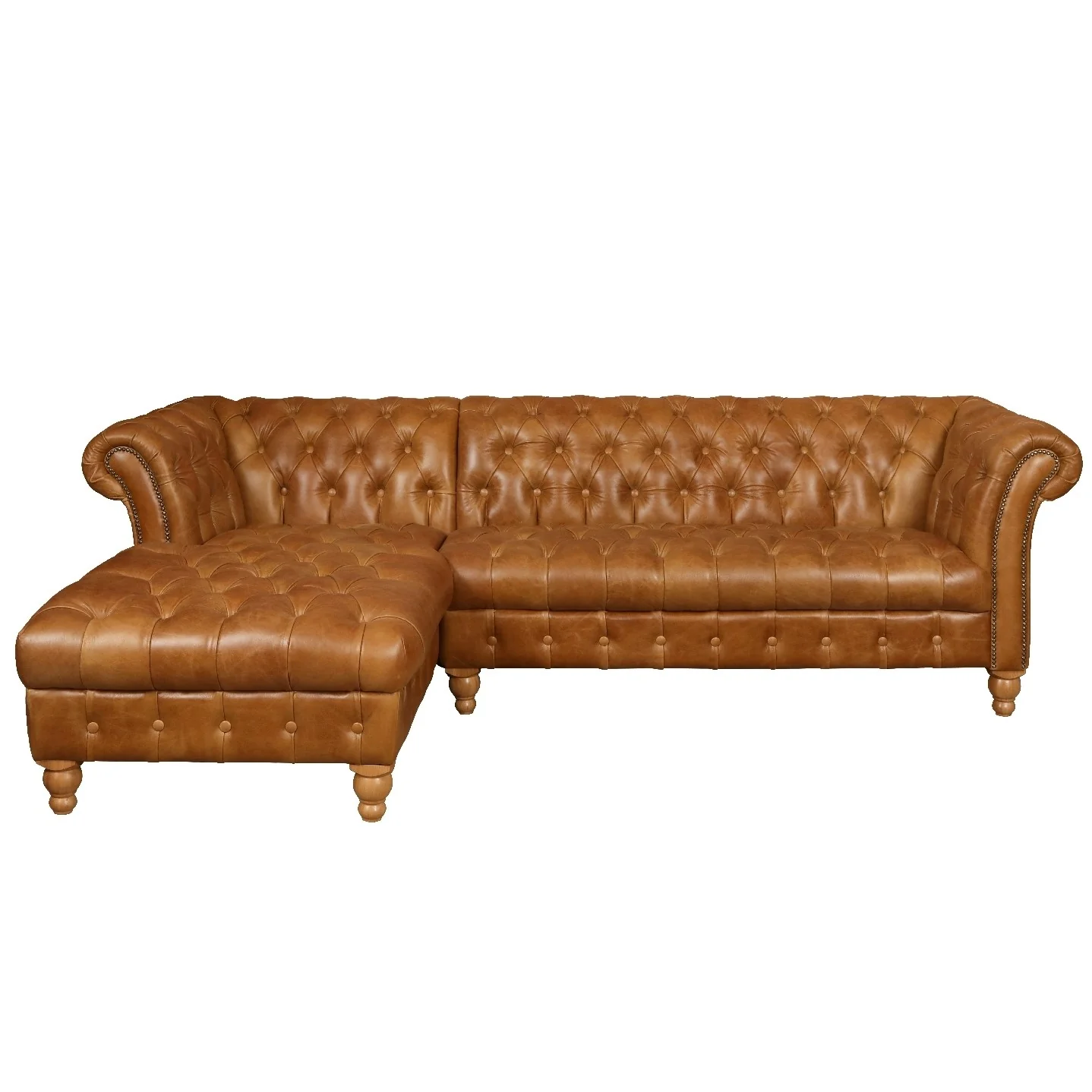 Westminster Vintage Leather Buttoned Chesterfield Corner Chaise Sofa