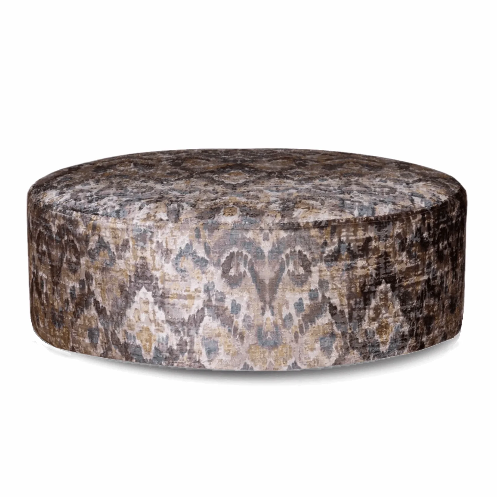 Angelo Gold Fabric Large Round Accent Footstool