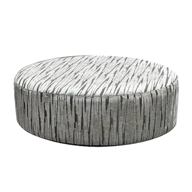 Shard Steel Fabric Large Round Accent Footstool